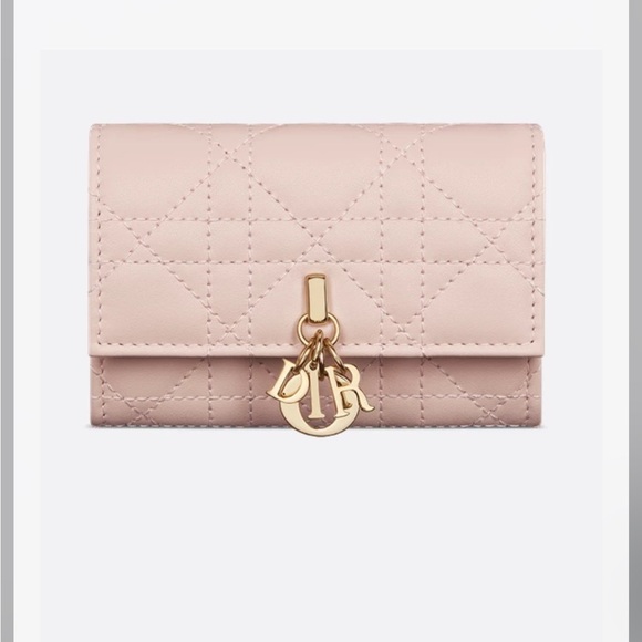 My Dior Glycine Wallet Card in Powder Pink Cannage Lambskin - Picture 1 of 7